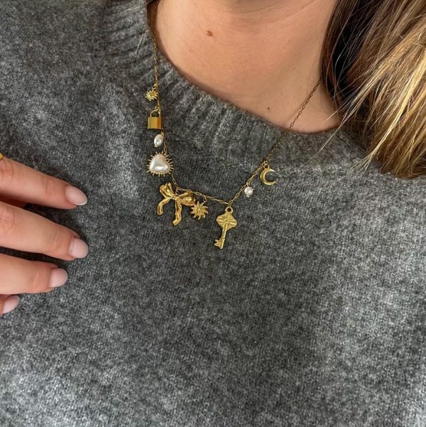 Ketting Bedeltjes Goud/Wit - Image 2