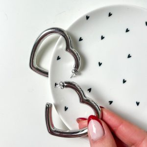 Oorbellen Big Heart Hoops Zilver