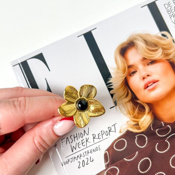 Ring Big Flower Black