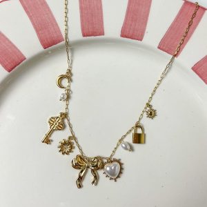 Ketting Bedeltjes Goud/Wit