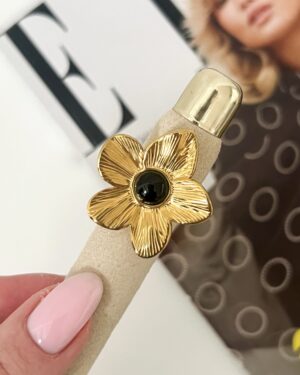 Ring Big Flower Black