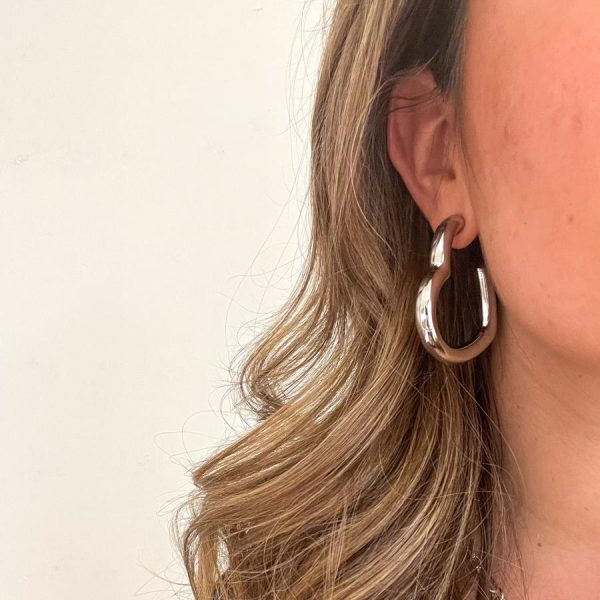Oorbellen Big Heart Hoops Zilver - Image 2