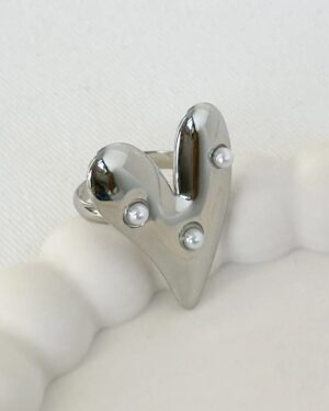 Ring Pearl Heart Zilver