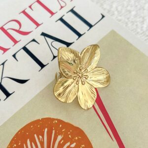 Ring Big Flower Goud