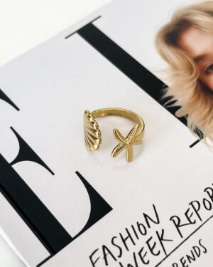 Ring Schelp/Zeester Goud