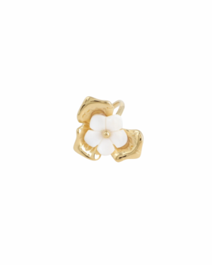 Ring R007 Bloem Goud/Wit