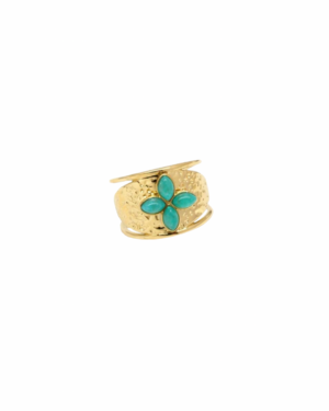 Ring R015 Goud/Blauw