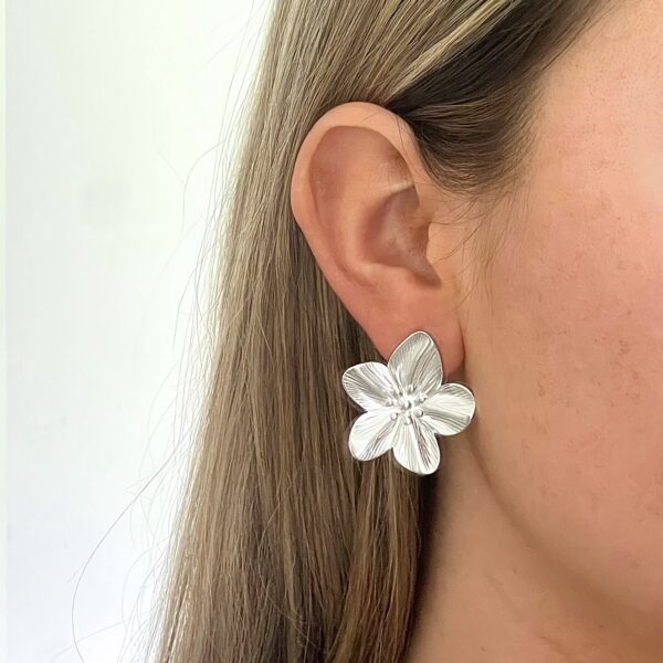 Oorbellen Flower Zilver - Afbeelding 2