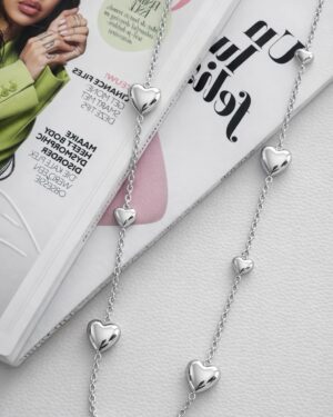 Lange Ketting Hartjes Zilver