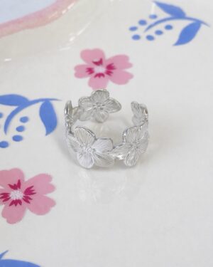 Ring Bloemen Zilver