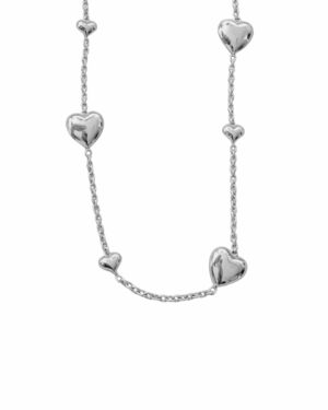 Ketting K001 Lang Hartjes Zilver