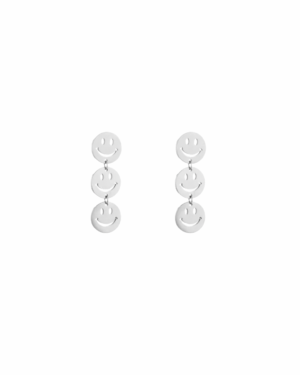 Oorbellen O019 Smiley Zilver
