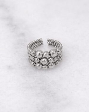Ring Triple Beads Zilver