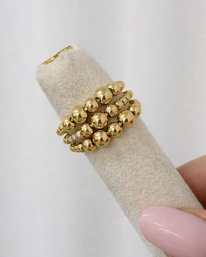 Ring Triple Beads Goud
