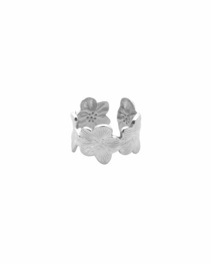 Ring R009 Bloemen Zilver